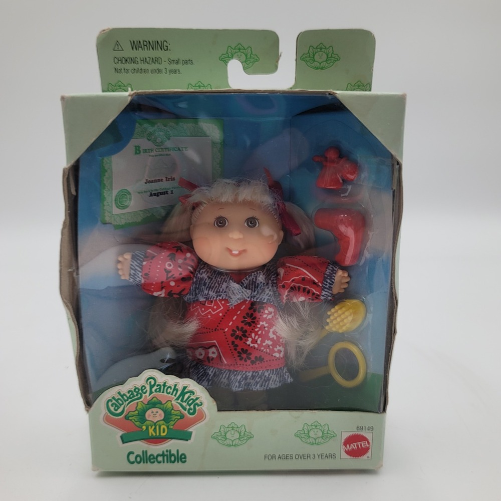 Mattel Cabbage Patch Kids Joanne Iris Collectible Doll 1995 Red Bandana Dress
